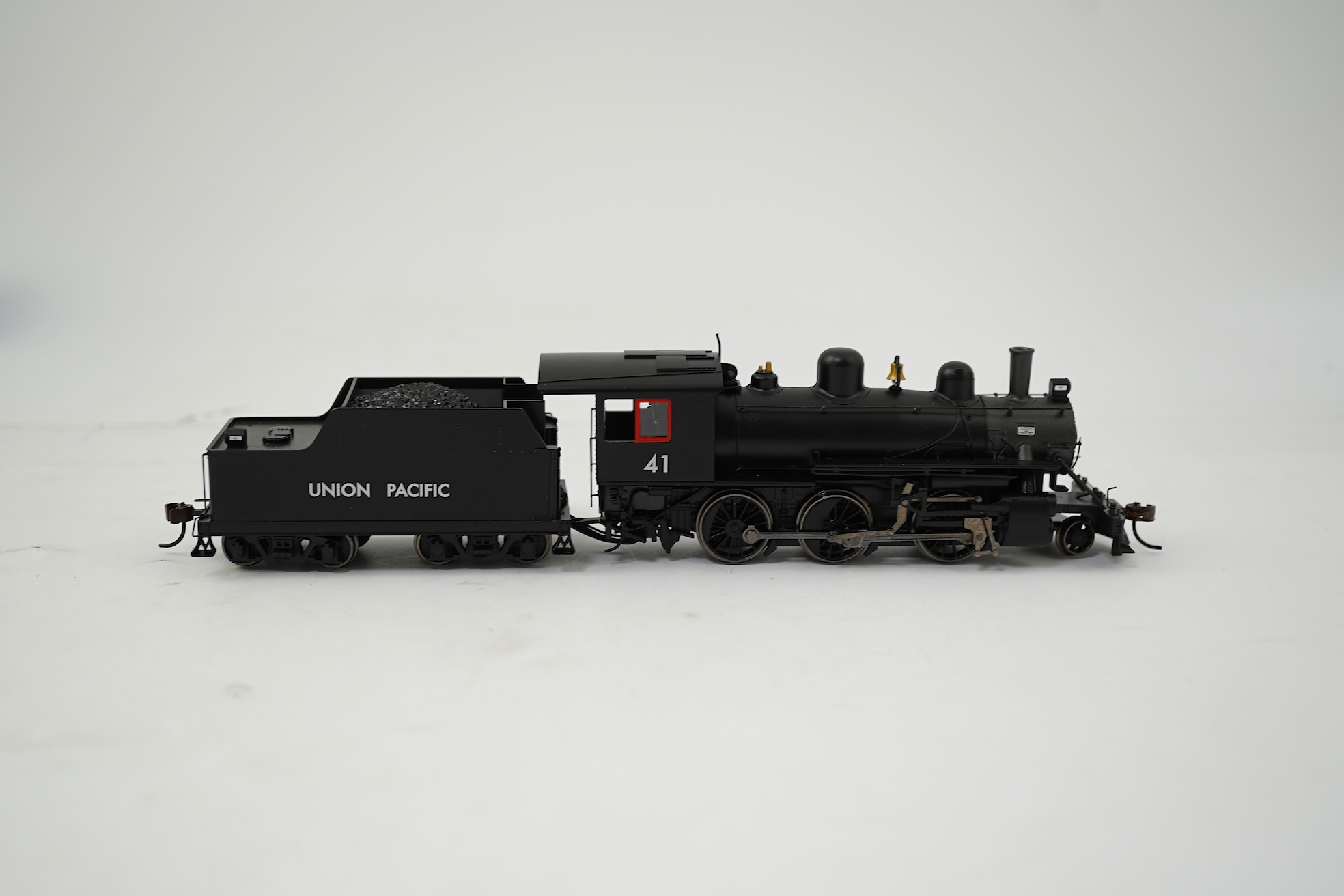 Three boxed HO gauge Bachmann Union Pacific locomotives; (51705) model of ALCO, 41, 2-6-0 locomotive with bogie tender, together with (51501) model of Prairie, 1836, 2-6-2 locomotive with bogie tender, and (50701) model